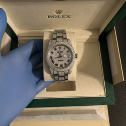 Iced Out Roley Vvs Moissanite Watch Roman Numeral Dial