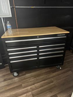 Husky Rolling Tool Chest with Wood Top