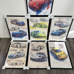 Porsche wall Art $35 each with frame