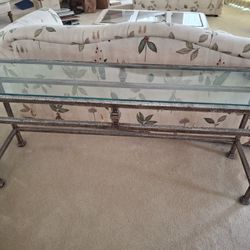 Glass Top Console Table Metal Frame