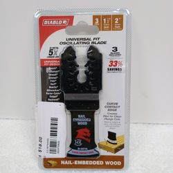 Diablo Demo Demon Universal Fit Bi-Metal Oscillating Tool Blade for Nail-Embedded Wood - 1-1/4" Cutting Width, 2" Cutting Depth, 3-Pack - DOU125BW3