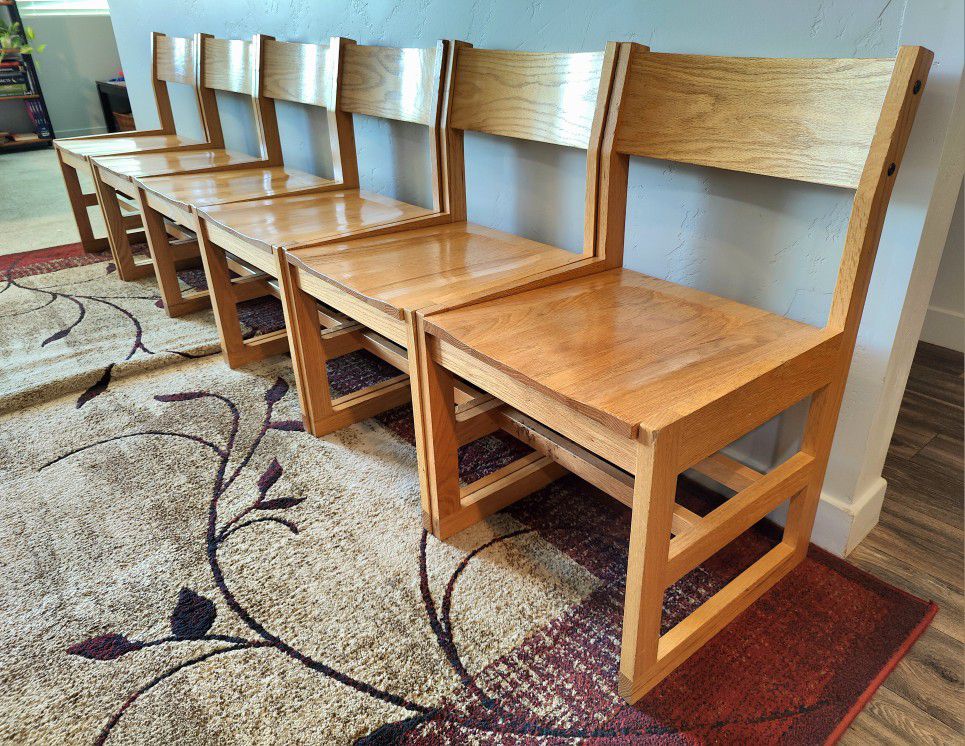 Set of 6 Wood Chairs matching solid wood dining chairs classroom oak light wood