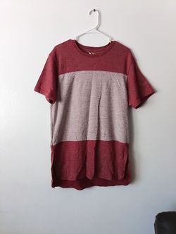 Men's Maroon and Light Gray Colorblock Short Sleeve Tee Sz. L