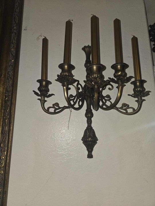 Antique 5  Arm Brass Candelabra 