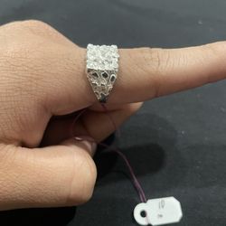 925 Silver Nugget Ring with Diamond Cut 