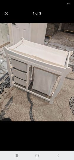 White Baby Changing Table with Storage