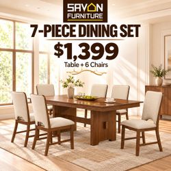 7-Piece Dining Set - Table + 6 Chairs