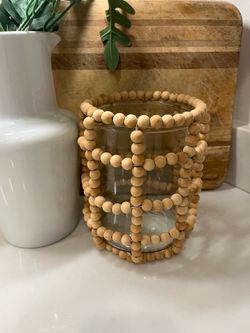 Beaded canister candle holder