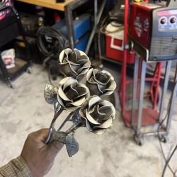 hand crafted welded, metal Single Rose