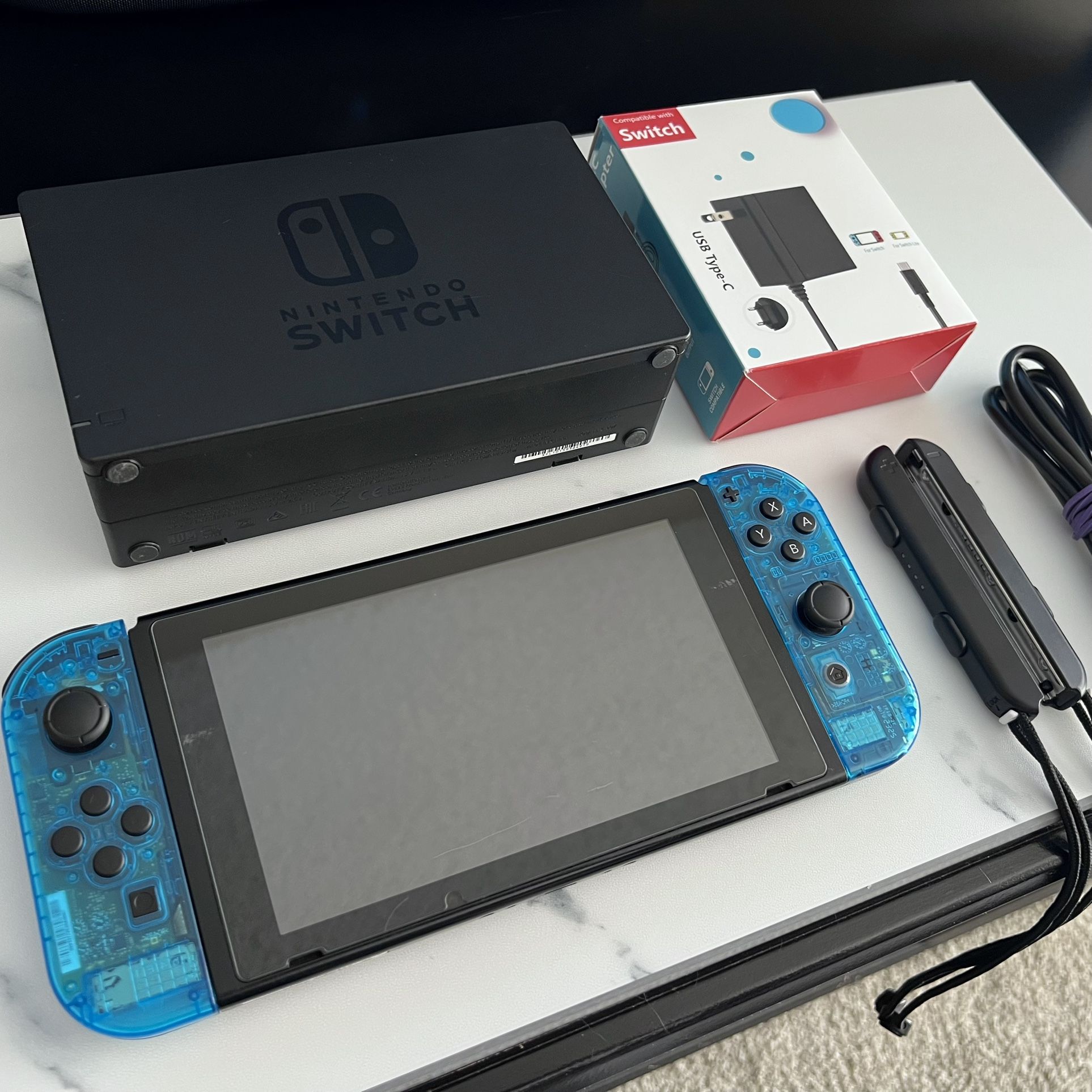 Nintendo Switch Bundle (Transparent Blue) $150 OBO