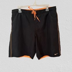 Nike Men’s Swoosh Embroidered sport Trunks Shorts Orange Black, Sz M