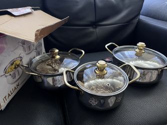 Italian Copper Steel floral Cookware. New. 