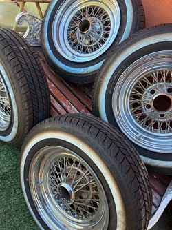 Appliance wire wheels and new whitewall tires