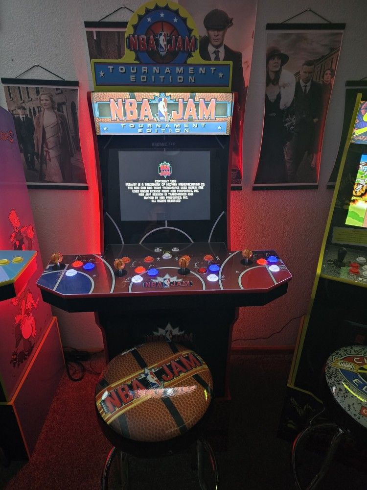 Like New - Arcade 1Up NBA Jam Tournament Edition W/ Custom Stool