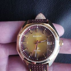 Bulova Men's Watch  / Jet Star Two-Tone Dial Leather Strap Watch