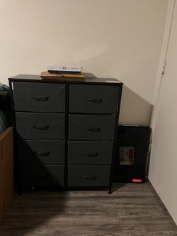 WLIVE Fabric Dresser for Bedroom, Tall Dresser with 8 Drawers, Storage Tower with Fabric Double Dressers, Chest of Drawers, Dark Gray