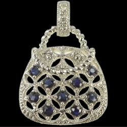 10k Saphire Diamond Purse Pendant