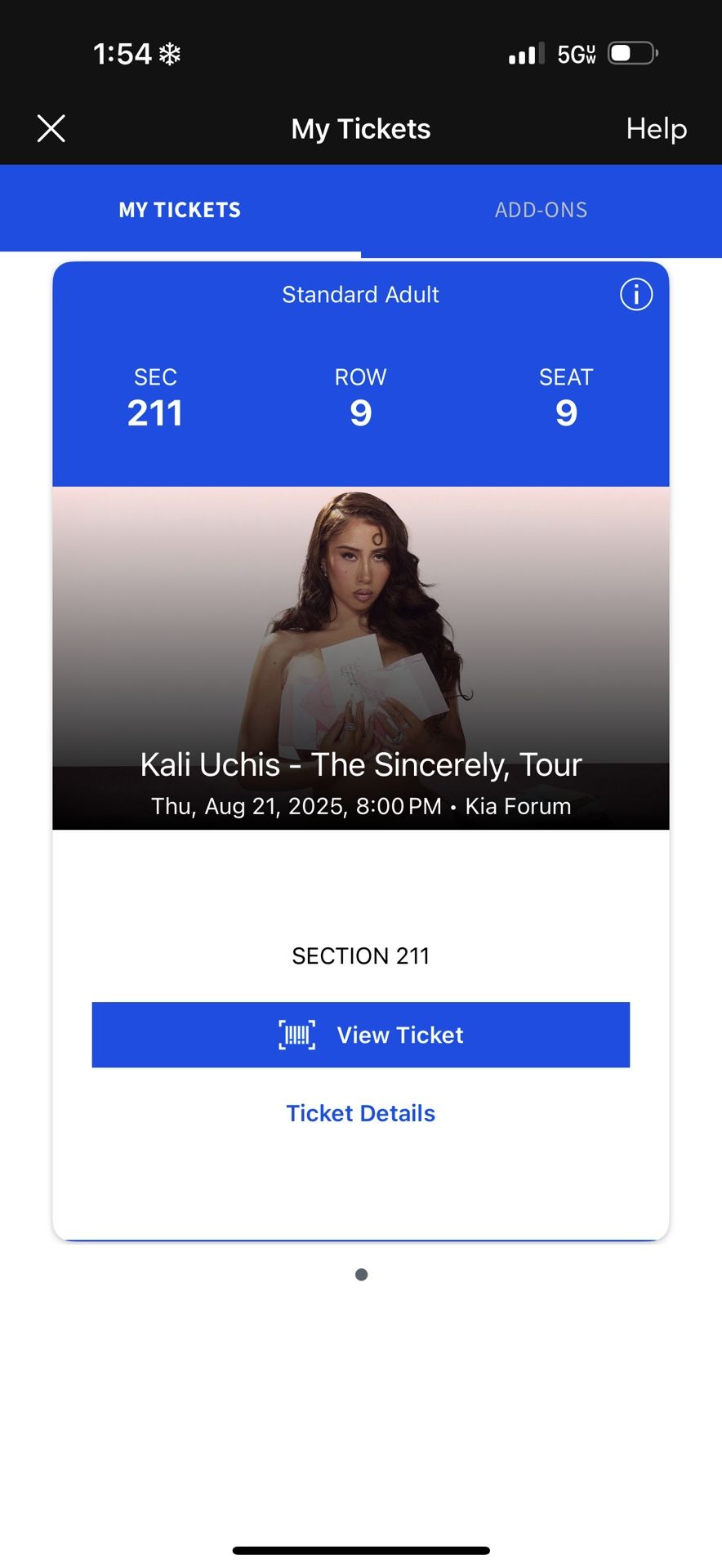 Kali Uchis ticket 