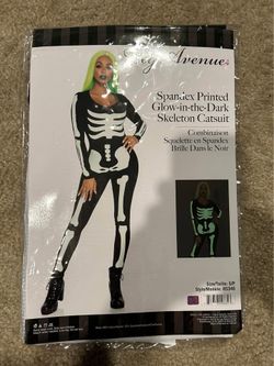 "Halloween" Brand New Women's Glow in The Dark Skeleton Bodysuit Halloween Costume (Size = Small)