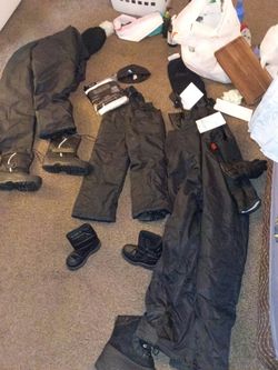 Kids Snow Pants and Winter Boots Bundle