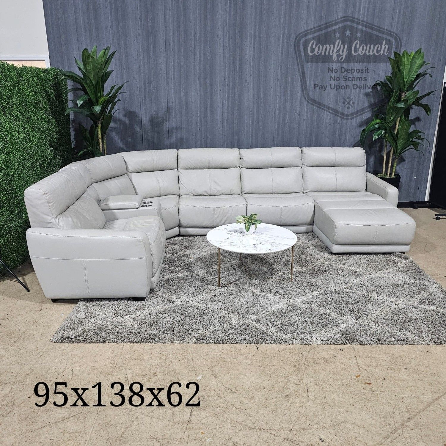 🛋️ Cindy Crawford Ushaped Leather Sectional Sofa