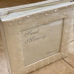 New Wedding First Communion Photo Album With Photo Frame Satin Cream With Pearls