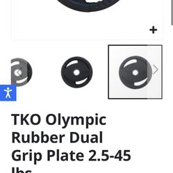 TKO Olympic Weight Rubber Dual Grip Plate Weightlifting Gym Exercise