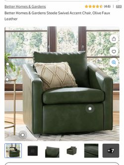 Better Homes & Gardens Steele Swivel Accent Chair, Olive Faux Leather