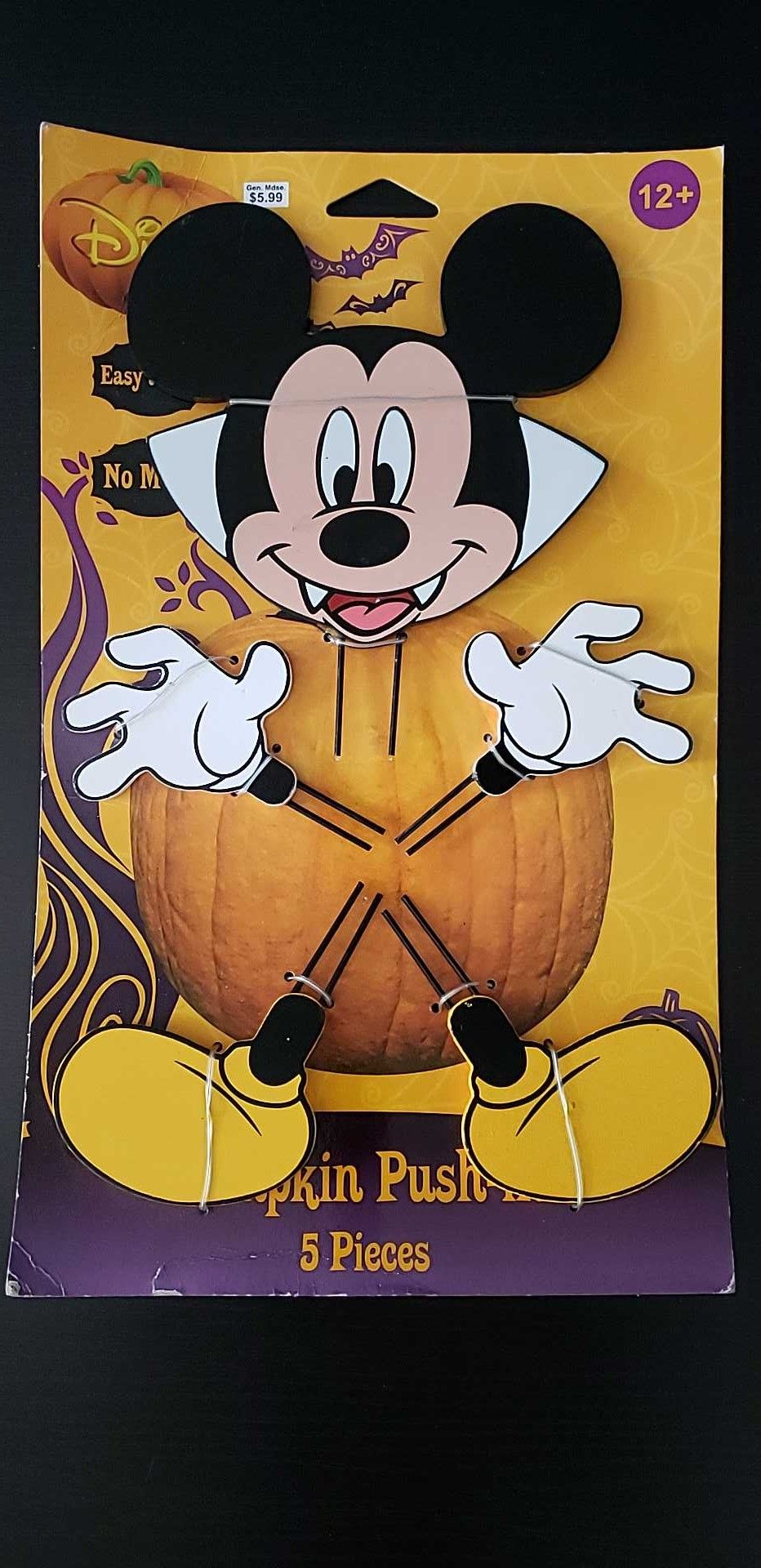Pumpkin Push-Ins Disney Mickey Mouse Dracula Halloween Wooden Pumpkin Decoration