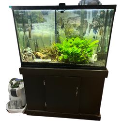 Full 45 Gallon Fish Aquarium Set Up With SunSun Filter System