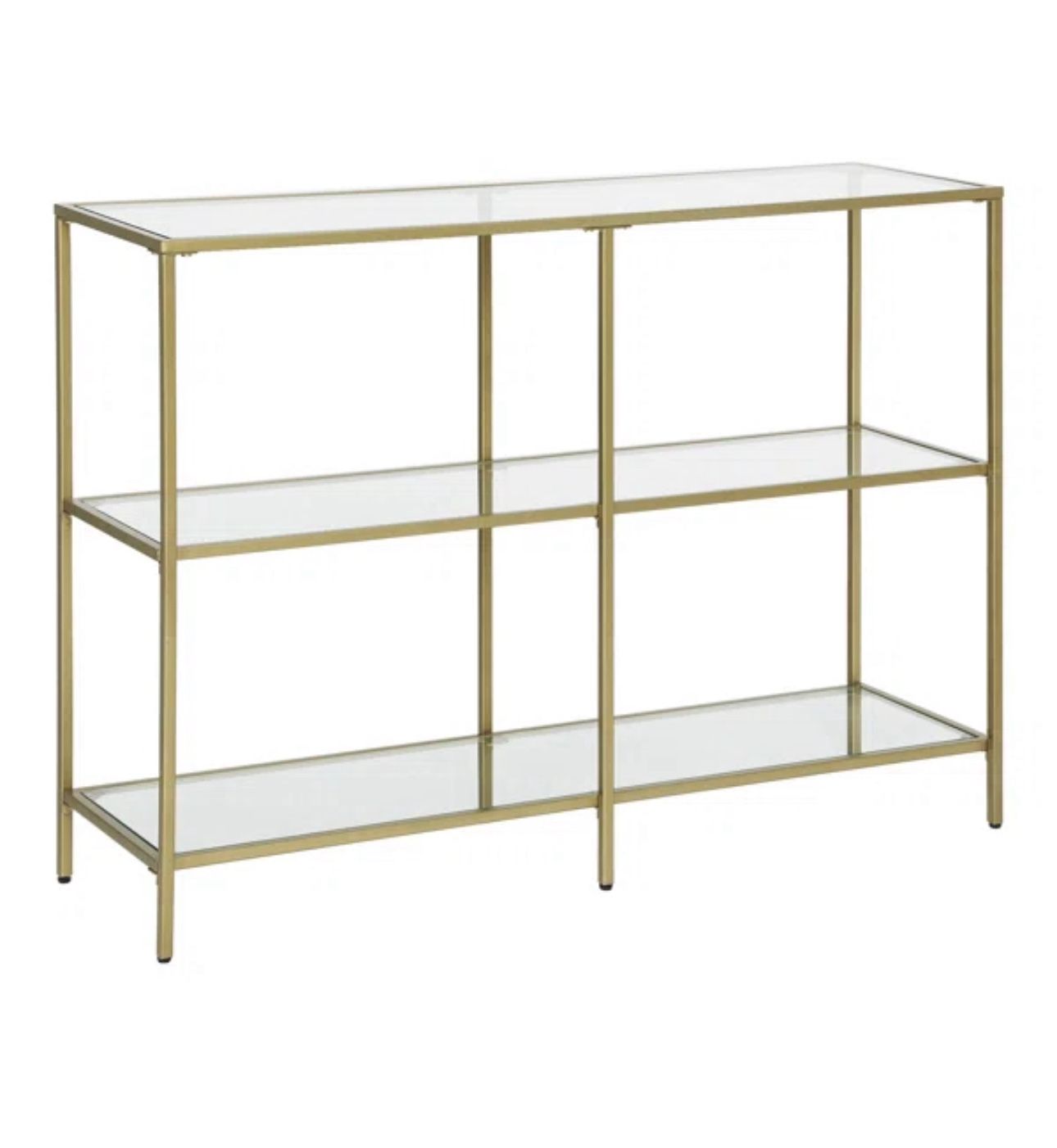Gold Glass Top Console Table / Bar Cart Table