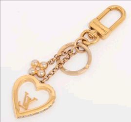 Louis Vuitton Gold Heart Bag Charm Key Ring