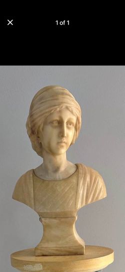 Antique Marble Stone Victorian Style Lady Bust Statue.  Comes Apart As 2 Pieces, Head & Base.  Wood Pedestal Column Table Stand Not Included. 