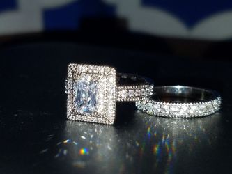 Princess Halo Wedding Set with matching band