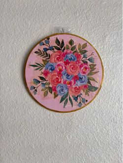 Handmade Floral Decoupage Wood Disc