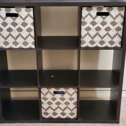 Cube Bookcase Cabinet w/ Storage Bins included in Black