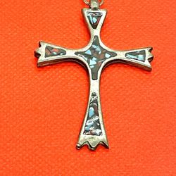 Costume Inlaid Cross Necklace 