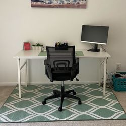 62” Foldable White Computer Desk