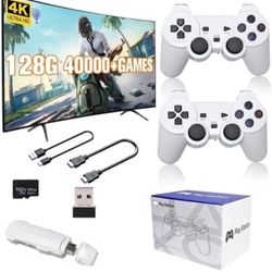Wireless Retro Game Console Stick 4K,Retro Game Stick with Built-in 50 Emulators, 40,000 Games, 4k Output & 2.4GHz Wireless Controller, Retro Game Emu