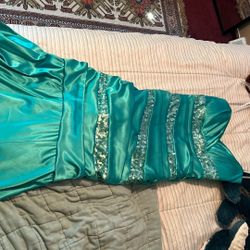 Aqua Strapless Prom Dress