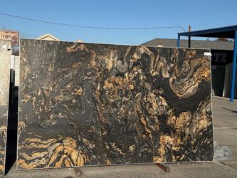 Black Volcan Leather Granite Slab - 129x78 - Leather Finish
