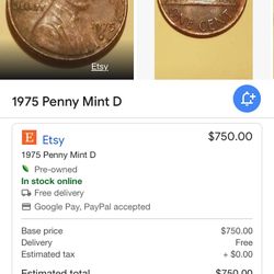 1975 D Mint Penny