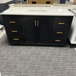 60” Bathroom Vanity In Black 