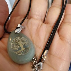 Chakras HEALING STONE NECKLACE,  NATURAL STONE GREEN AVENTURIN 25X32MM LENGTH 40CM