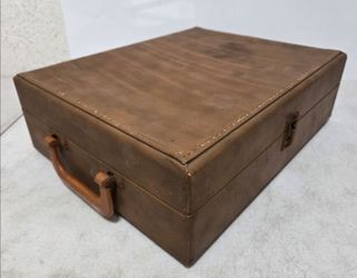 Vintage brown briefcase or carrying case, leather?
