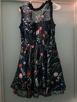 Juniors' Floral-Embroidered Fit & Flare Dress Size 11