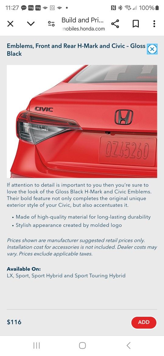 Honda Civic Black Out 22-25 Civic 