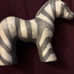 Vintage Ceramic Zibra Sculpture Hade Made In S. Africa