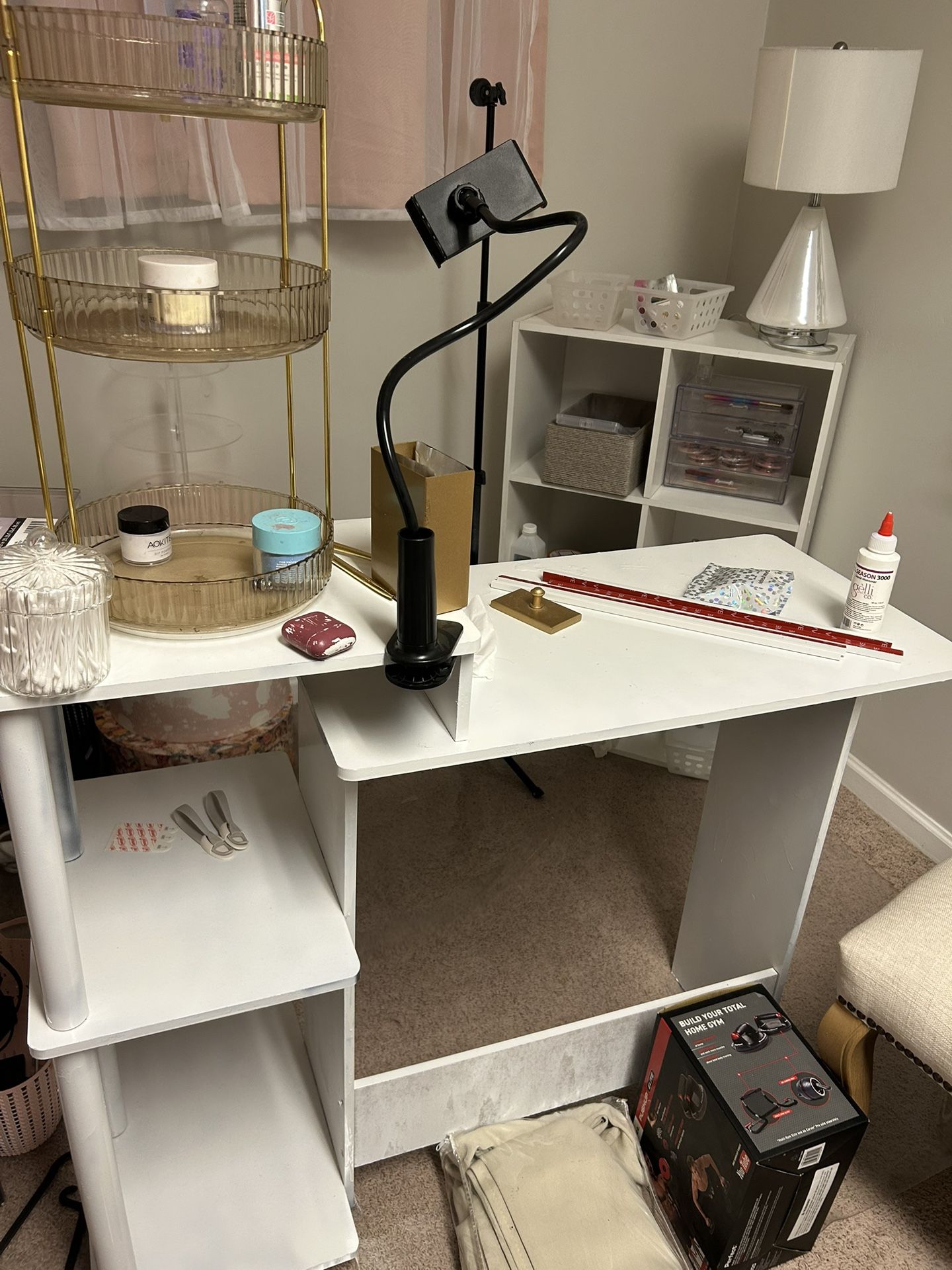 Makeup Or Nail Station Desk And White Shelf