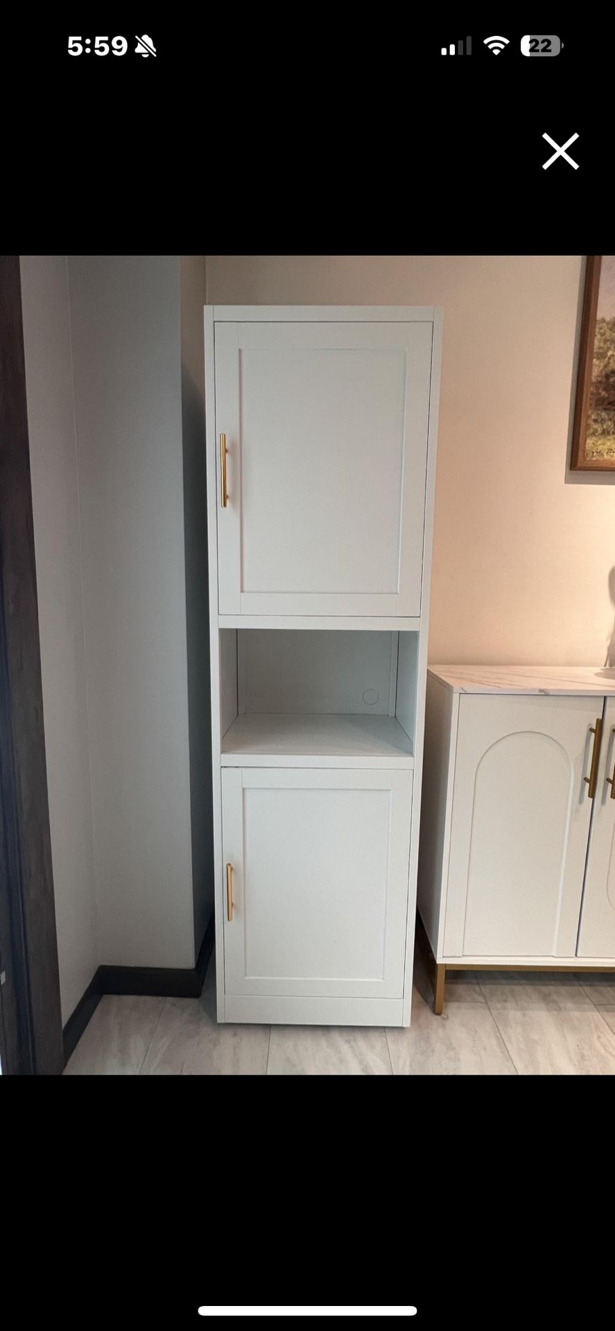 Tall White Storage Cabinet